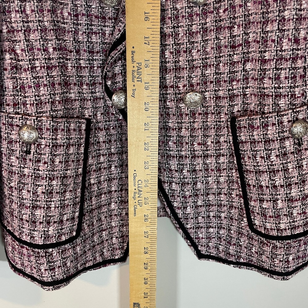 Veronica Beard Womens Size 12 Theron Pink Purple Tweed Double Breasted Blazer - Picture 4 of 9